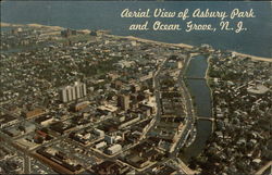 Aerial View of Asbury Park and Ocean Grove, N.J New Jersey Postcard Postcard