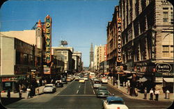 View Down 16th Street - Heart of Downtown, Shopping District & Rocky Mountain Empire Postcard