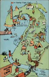 Pictorial Map of Cape Cod Massachusetts Postcard Postcard