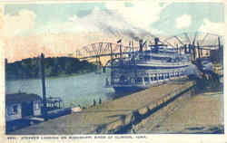 Steamer Landing On Mississippi River At Clinton Iowa Postcard Postcard