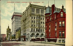 Wisconsin Street, Looking West Milwaukee, WI Postcard Postcard