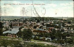 Bird's Eye View of Town and Shetucket River Norwich, CT Postcard Postcard