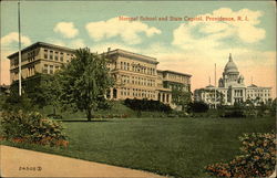 Normal School and State Capitol Providence, RI Postcard Postcard