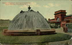 Bajnotti Fountain and Entrance to Union Station Postcard