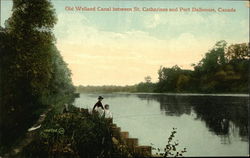 Old Welland Canal Between St Catharines and Port Dalhousie Postcard