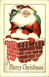 Santa Delivering Toys Down Chimney Santa Claus Postcard Postcard