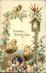 Easter Greetings With Chicks Postcard Postcard