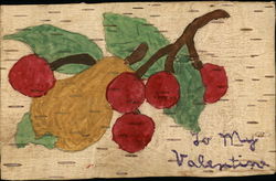 Handpainted Fruit on Birch Bark Postcard