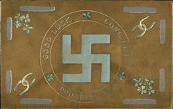 Swastika, Horseshoes, and Four-leaf Clovers Postcard