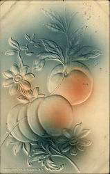 Embossed Branch of Peaches Fruit Postcard Postcard