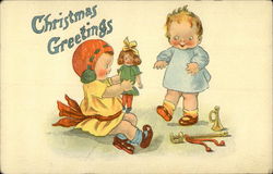 Two Children with Toys Postcard Postcard