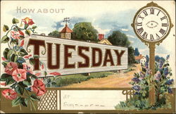 How About Tuesday, Time and Place Open Postcard