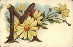 Letter "M" And Daisies Alphabet Letters Postcard Postcard