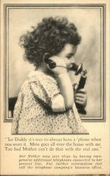 Little Girl Talking on Telephone Children Postcard Postcard