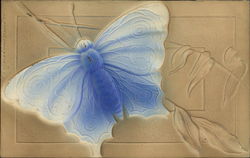 Embossed Image of Large Blue Moth Postcard Postcard