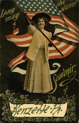 Long May She Wave! Souvenir of Benzette, Pa Patriotic Postcard Postcard