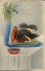 Turkey Served on Platter Postcard