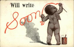 Cupid Writing on Wall Postcard