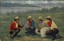 A Quiet Game - Four Cowboys Playing Cards Cowboy Western Postcard Postcard