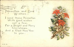 Poinsettas and Good Wishes Christmas Postcard Postcard