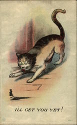 I'll Get you Yet! Cat Chases Mouse Postcard