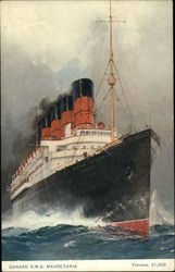 Cunard R.M.S. Mauretania Cruise Ships Postcard Postcard