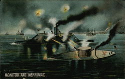 Monitor and Merrimac Civil War Postcard Postcard