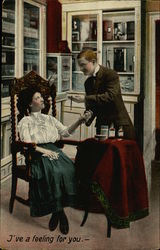 Man Checking Woman's Pulse Couples Postcard Postcard