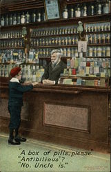 A Box of Pills, Please. Antibilious? No, Uncle is Comic, Funny Postcard Postcard