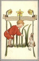 A Joyous Easter - Child with Bunny With Children Postcard Postcard