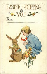 Easter Greeting to You With Bunnies Postcard Postcard