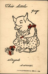 This Little Pig Stayed Home Postcard