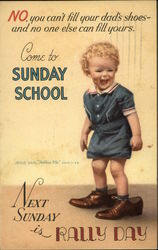 No, you Can't Fill your Dad's Shows - and no one Else can Fill Yours Come to Sunday School Postcard