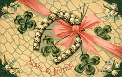 Love to Father - Horseshoe with Lily-of-theValley and Shamrocks Postcard