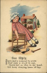 Doll Sitting in Chair Dolls Postcard Postcard