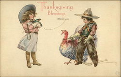 Thanksgiving Blessings Attend you Children Postcard Postcard