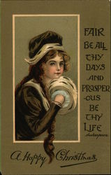 A Happy Christmas, Fair be all thy days and Prosperous be Thy Life - Shakespeare Children Postcard Postcard