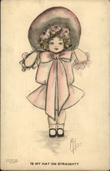 Girl Adjusting Pink Hat Postcard