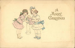 Two Girls with Dolls Postcard