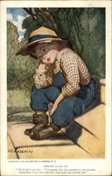 Young Boy Sitting on Steps Boys Postcard Postcard