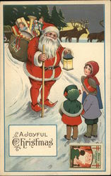 Children Talking To Santa on Lane Postcard