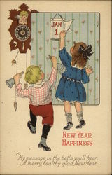 New Year Happiness, My Message in the Bells You'll Hear a Merry, Healthy Glad New Year Children Postcard Postcard