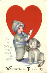 Child and Dog with Valentine Postcard