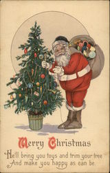 Merry Christmas - "He'll Bring You Toys..." Santa Claus Postcard Postcard