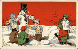 A Happy and Prosperous New Year Snowmen Postcard Postcard