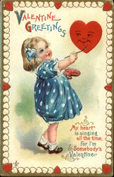 Valentine Greetings My Heart is Singing all the Time, For I'm Somebody's Valentine Children Postcard Postcard