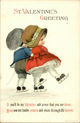 Little Boy And Little Girl Enjoy Ice Skating Children Postcard Postcard