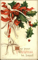 Wishbones Decorated With Holly Christmas Postcard Postcard