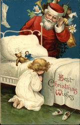 Best Christmas Wishes - Santa Listens to Little Girl's Prayers Ellen Clapsaddle Postcard Postcard