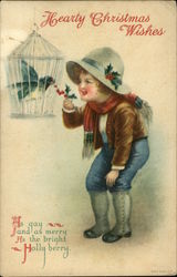 Hearty Christmas Wishes - As gay and as merry as the holly berry Postcard